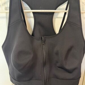 Fabletics women Black Zip-Front Sports Bra XL mesh NEW
